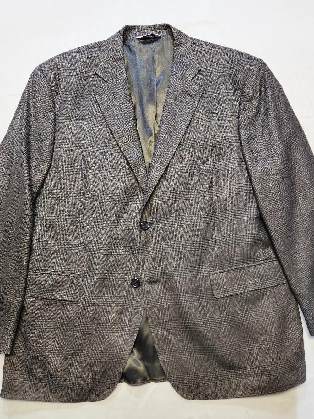 Joseph & Feiss International Sport Coat Blazer 44 Short 44S Silk Wool Plaid Gray
